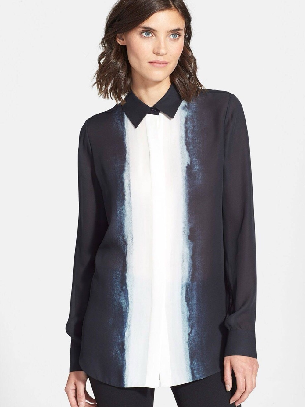 Vince Silk Vertical Dip Dye Blouse | Size 6 - as is condition
